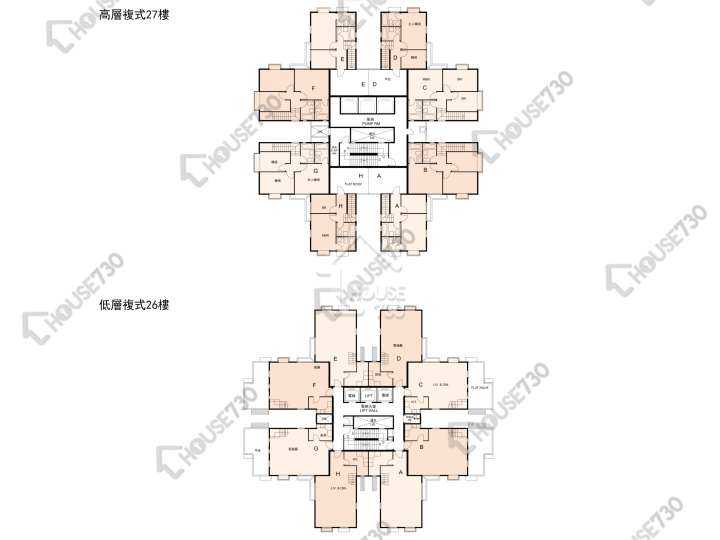 學士臺 平面圖 學士臺 3座 26-27樓 樓層平面圖 - House730