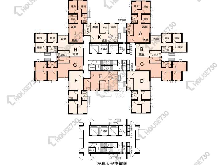 榮福中心 平面圖 榮福中心 3座 1-28樓 樓層平面圖 - House730