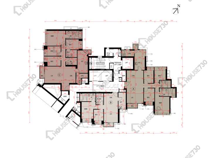 瓏璽 平面圖 瓏璽 6B座 26-33,35-37,38樓 樓層平面圖 - House730