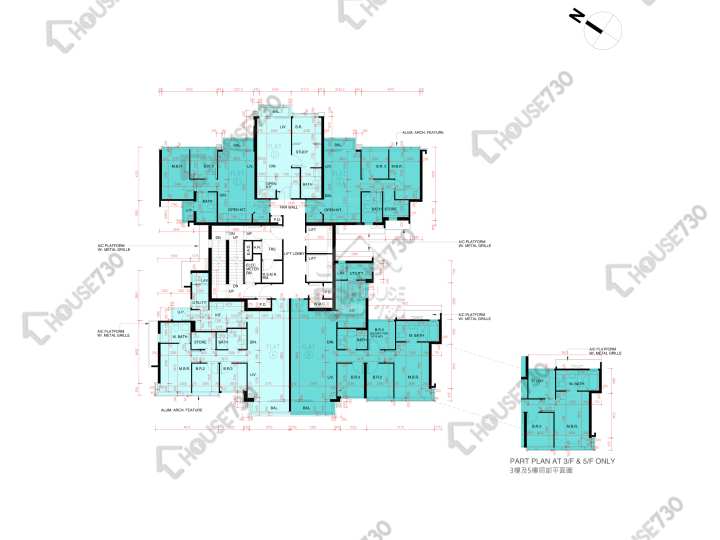 雲海 平面圖 雲海 1期 Sandalwood Court 2座 3,5-8,9樓 樓層平面圖 - House730