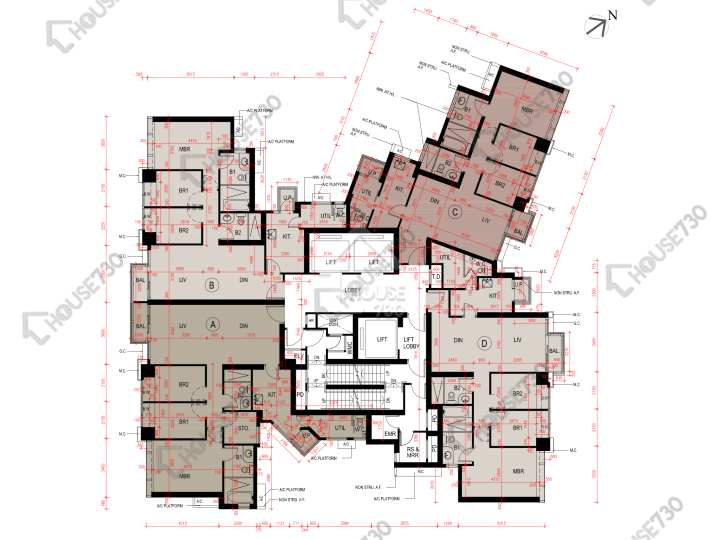 瓏璽 平面圖 瓏璽 3座 26-33,35-38,39樓 樓層平面圖 - House730