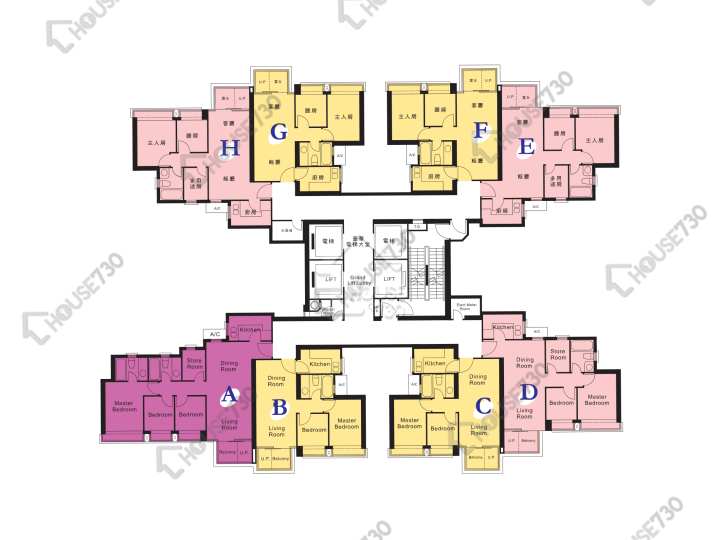 蔚藍灣畔 平面圖 蔚藍灣畔 3座 58樓 樓層平面圖 - House730