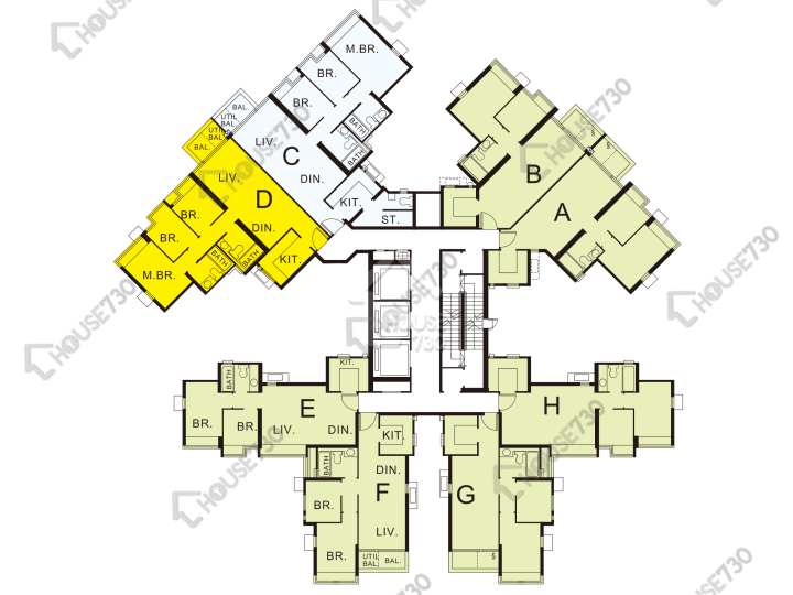 珀麗灣 平面圖 珀麗灣 3期 21座 6-13,15-23,25-31,32樓 樓層平面圖 - House730