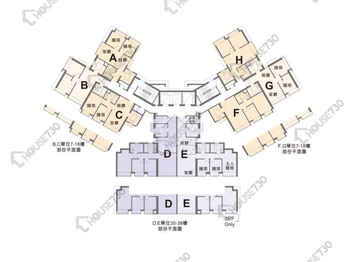 盈暉臺 平面圖 盈暉臺 2座 6-12,15-23,25-33,35-37,38樓 樓層平面圖 - House730