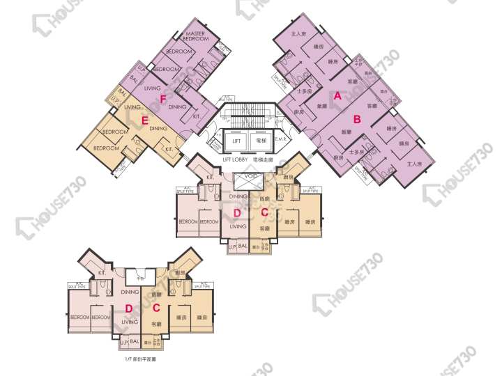 皇府山 平面圖 皇府山 8座 - 曉峰 1-3,5-13,15-17,18樓 樓層平面圖 - House730