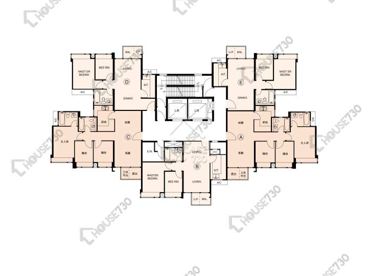 晉名峰 平面圖 晉名峰 B座 6-13,15-23,25-27,28樓 樓層平面圖 - House730