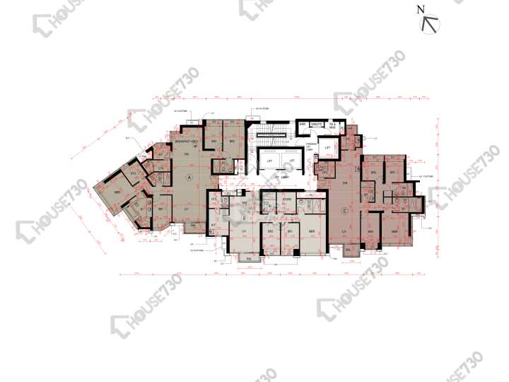 瓏璽 平面圖 瓏璽 1座 26-33,35-36,37樓 樓層平面圖 - House730