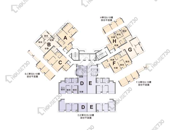盈暉臺 平面圖 盈暉臺 1座 6-12,15-23,25-33,35-37,38樓 樓層平面圖 - House730