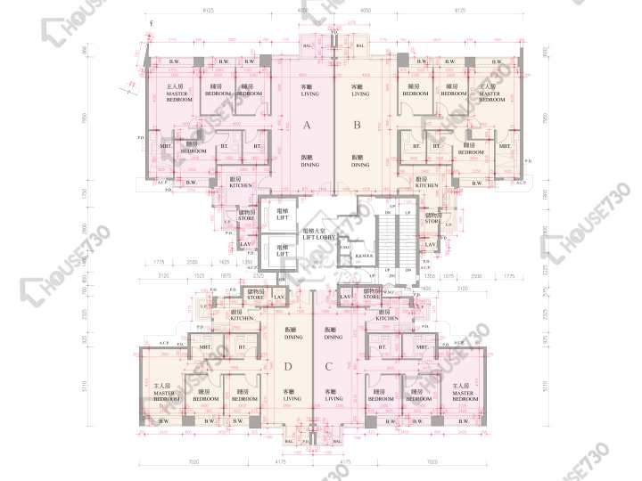 逸珑湾 平面图 逸珑湾 I 大厦19座 7-8楼 楼层平面图 - House730