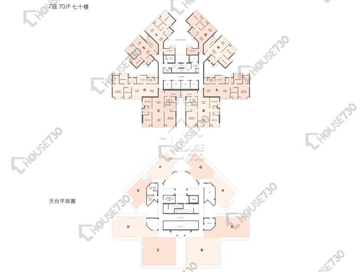 碧堤半島 平面圖 碧堤半島 1期 7座 70樓 樓層平面圖 - House730