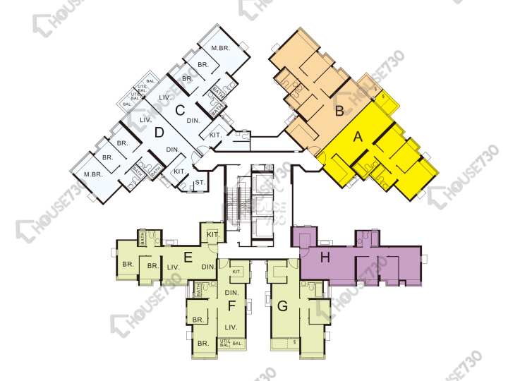 珀麗灣 平面圖 珀麗灣 3期 1座 1-3,5-13,15-23,25-27,28樓 樓層平面圖 - House730