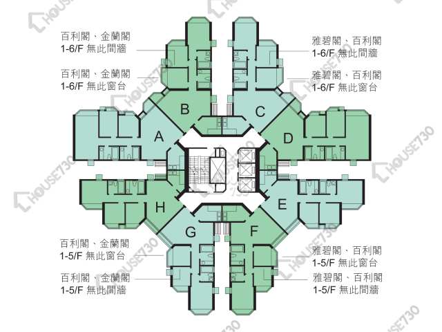 Shek Mun PICTORIAL GARDEN Upper Floor Floor Plan 1期-百利閣 (2座)-高層/中層/低層 House730-7243468