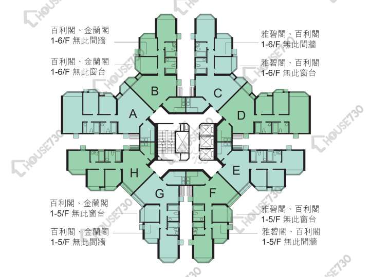碧濤花園 平面圖 碧濤花園 1期 百利閣( 2座) 1-29樓 樓層平面圖 - House730