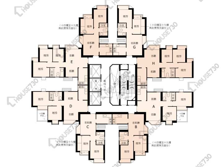 翠怡花園 平面圖 翠怡花園 2期 8座 14-37樓 樓層平面圖 - House730