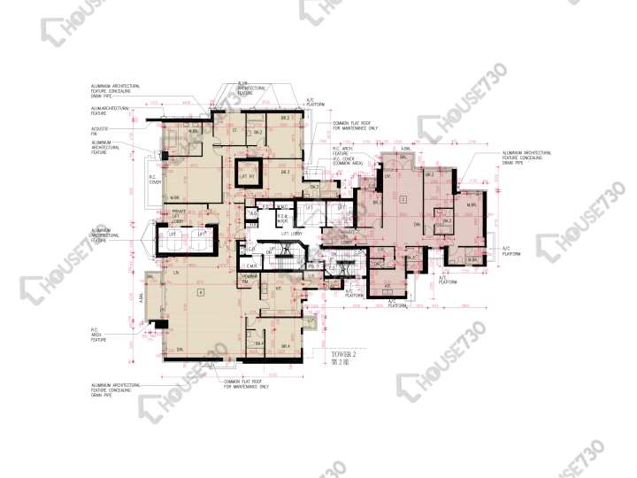 傲玟 平面圖 傲玟 1座 26樓 樓層平面圖 - House730
