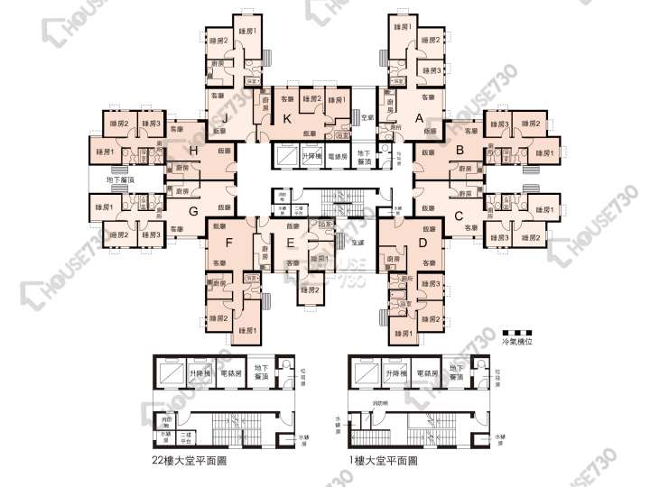 富榮花園 平面圖 富榮花園 1座 1-22樓 樓層平面圖 - House730