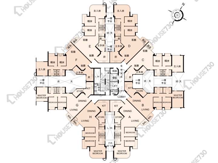 奕翠園 平面圖 奕翠園 6座 1-3,5-9,10樓 樓層平面圖 - House730