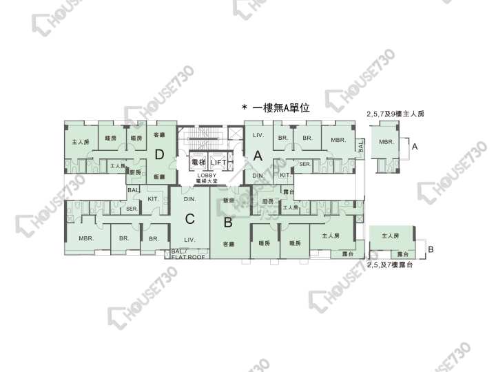 曉翠山莊 平面圖 曉翠山莊 8座 1-3,5-8,9樓 樓層平面圖 - House730