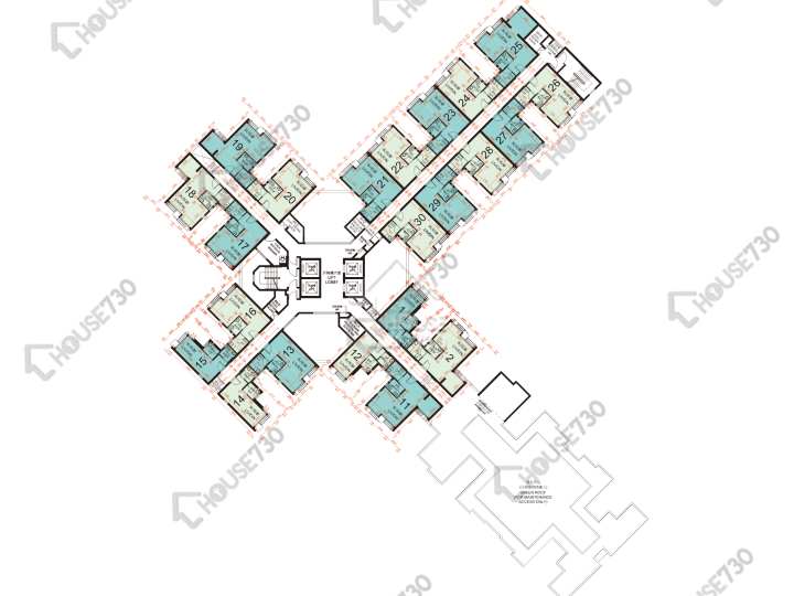 雍明苑 平面圖 雍明苑 A座 (潤明閣) 13樓 樓層平面圖 - House730