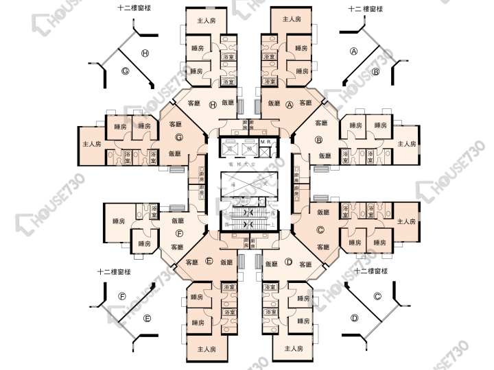 蔚翠花園 平面圖 蔚翠花園 5座 1-3,5-11,12樓 樓層平面圖 - House730