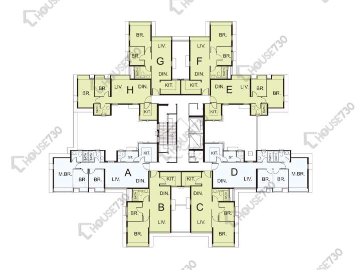 珀麗灣 平面圖 珀麗灣 1期 8座 1-3,5-13,15-19,20樓 樓層平面圖 - House730