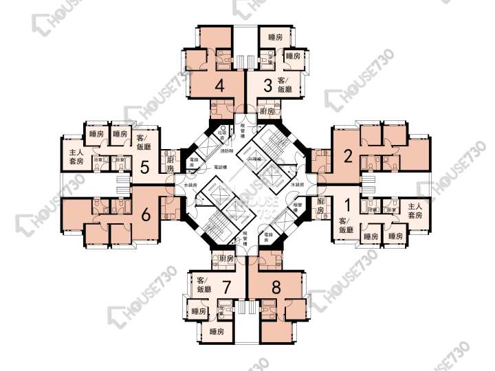 昌盛苑 平面圖 昌盛苑 昌靖閣 (A座) 1-40樓 樓層平面圖 - House730