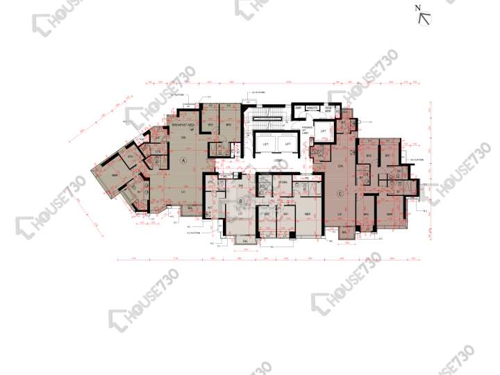 瓏璽 平面圖 瓏璽 1座 7-12,15,16樓 樓層平面圖 - House730