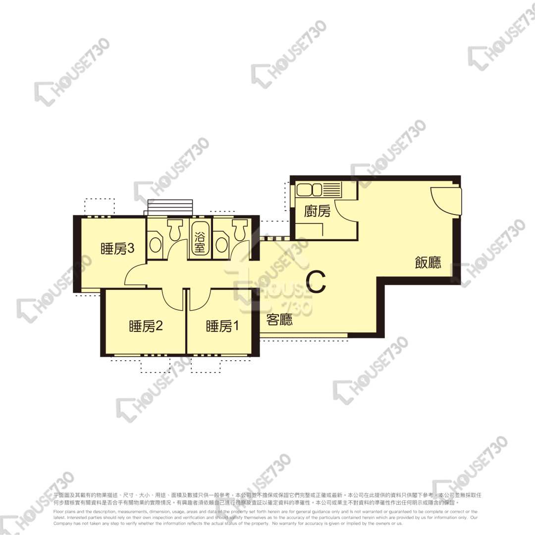 Shau Kei Wan ALDRICH GARDEN Middle Floor Unit Floor Plan 8座-高層/中層/低層-C室 House730-6231445