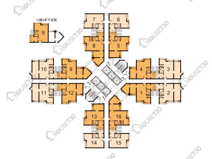 天盛苑 平面圖 天盛苑 盛昭閣 (B座) 1-40樓 樓層平面圖 - House730