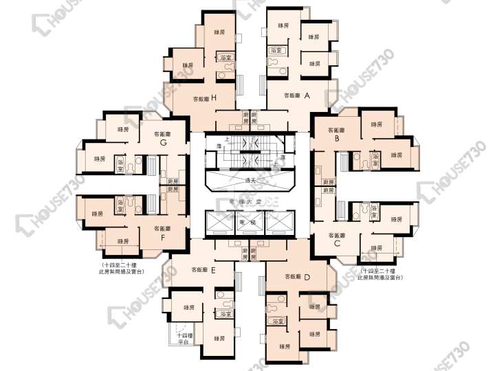 翠怡花園 平面圖 翠怡花園 1期 6座 14-38樓 樓層平面圖 - House730