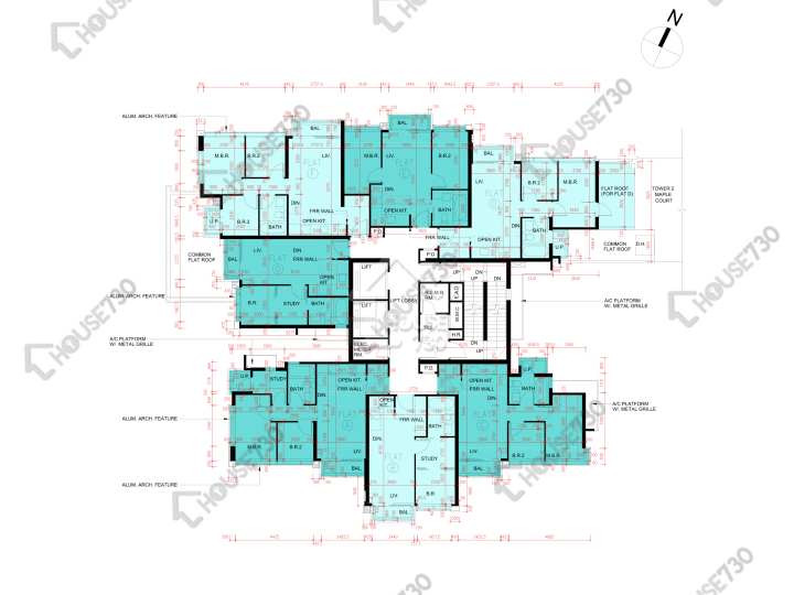 雲海 平面圖 雲海 1期 Maple Court 1座 2樓 樓層平面圖 - House730
