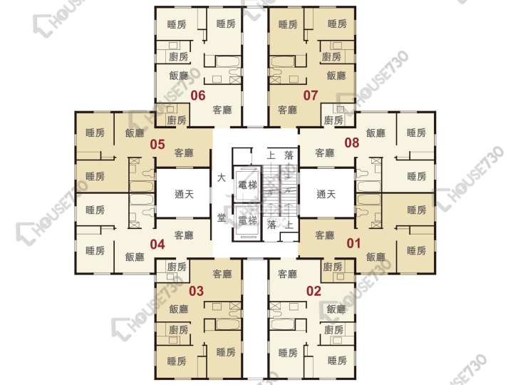 健威花園 平面圖 健威花園 B座 4-26樓 樓層平面圖 - House730