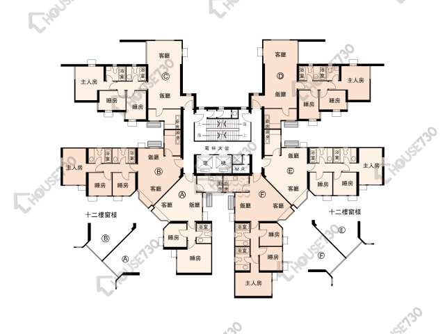 蔚翠花園 平面圖 蔚翠花園 1座 1-3,5-11,12樓 樓層平面圖 - House730