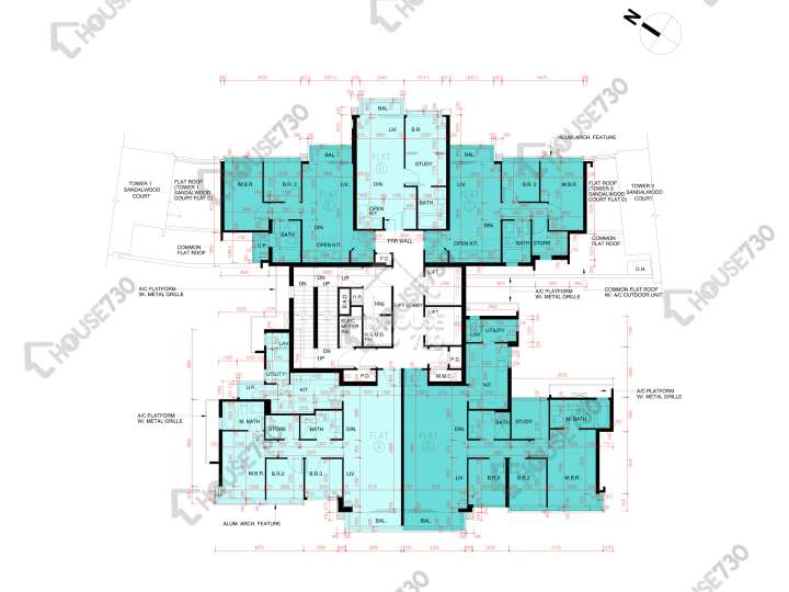 雲海 平面圖 雲海 1期 Sandalwood Court 2座 2樓 樓層平面圖 - House730