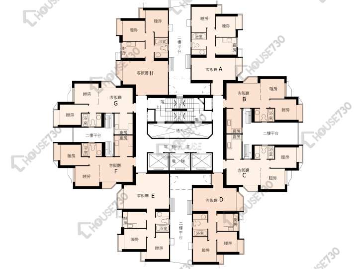 翠怡花園 平面圖 翠怡花園 1期 2座 2-13樓 樓層平面圖 - House730