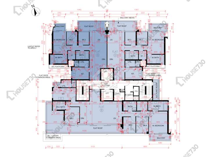 雲端 平面圖 雲端 Apex 3座 2樓 樓層平面圖 - House730