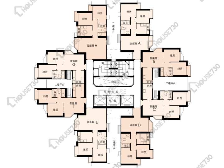 翠怡花園 平面圖 翠怡花園 1期 3座 2-13樓 樓層平面圖 - House730