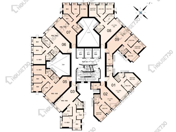 韻濤居 平面圖 韻濤居 C座 6-13,15-23,25-33,35-39,40樓 樓層平面圖 - House730
