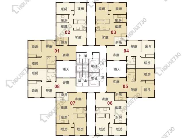 健威花園 平面圖 健威花園 A座 4-26樓 樓層平面圖 - House730