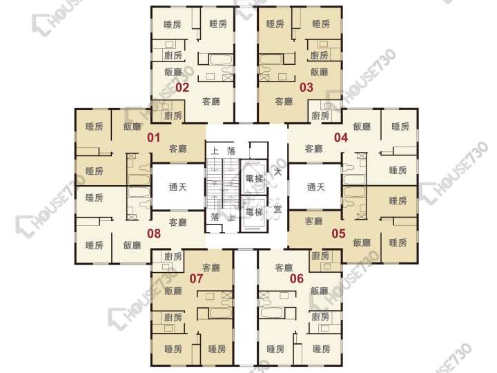 健威花園 平面圖 健威花園 A座 4-26樓 樓層平面圖 - House730