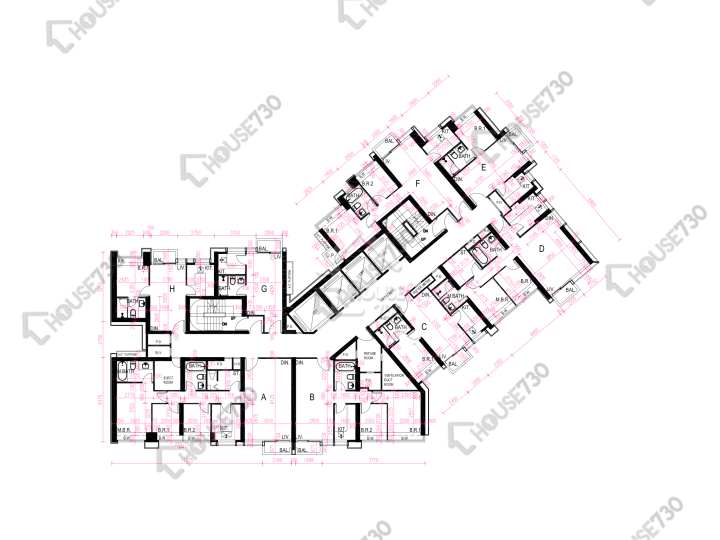 昇御門 平面圖 昇御門 2座 5-12,15樓 樓層平面圖 - House730