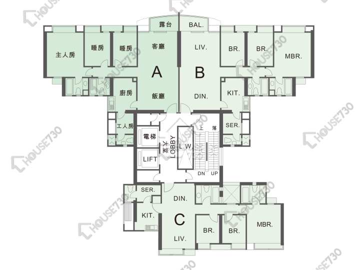 聚龍居 平面圖 聚龍居 5座 1-3,5-13,15-20,21樓 樓層平面圖 - House730