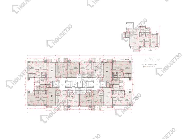 溱柏 平面圖 溱柏 2座 21-22樓 樓層平面圖 - House730