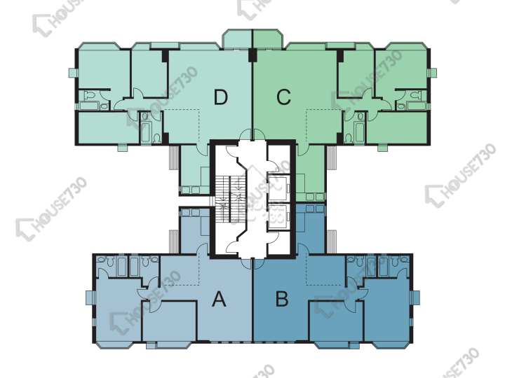 碧濤花園 平面圖 碧濤花園 2期 都美閣 (D座) 1-23樓 樓層平面圖 - House730