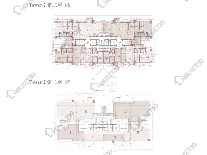 溱柏 平面圖 溱柏 2座 27樓 樓層平面圖 - House730