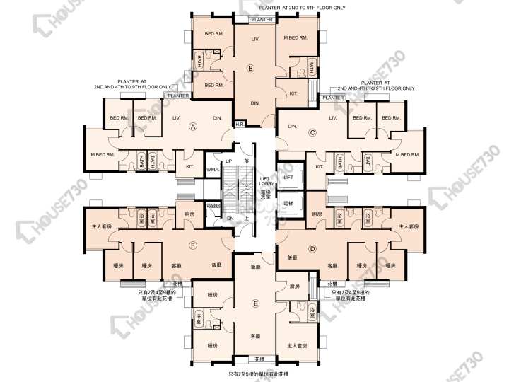 又一居 平面圖 又一居 20座 2-9樓 樓層平面圖 - House730