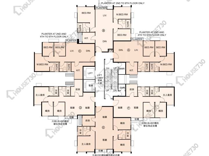 又一居 平面圖 又一居 19座 2-9樓 樓層平面圖 - House730