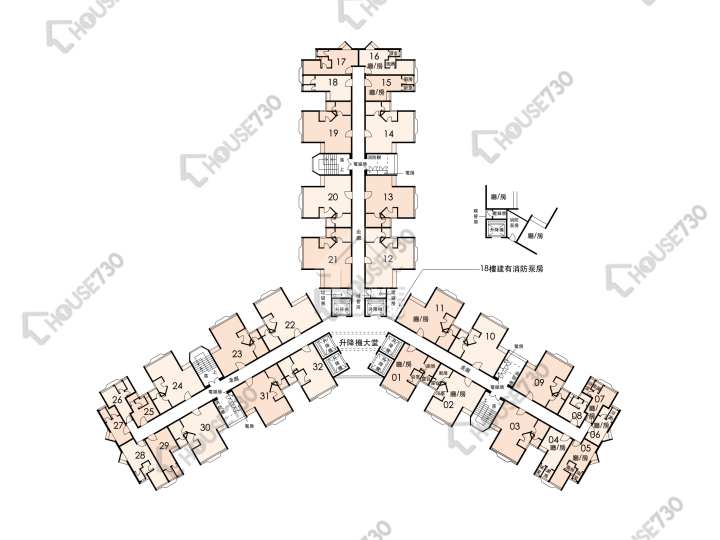 太和邨 平面圖 太和邨 喜和樓 (1座) 2-35樓 樓層平面圖 - House730