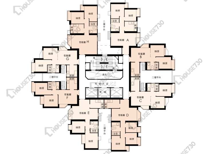 翠怡花園 平面圖 翠怡花園 1期 5座 2-13樓 樓層平面圖 - House730