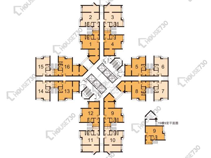 天盛苑 平面圖 天盛苑 盛彩閣 (A座) 1-40樓 樓層平面圖 - House730